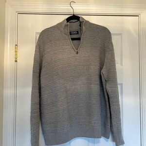 Chaps Men's Zip-Up Sweater in Light Gray